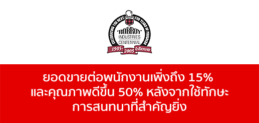 Robroy Industries ยอดขายต่อพนักงานเพิ่มถึง 15% และคุณภาพดีขึ้น 50% หลังจากใช้ทักษะการสนทนาที่สำคัญยิ่ง